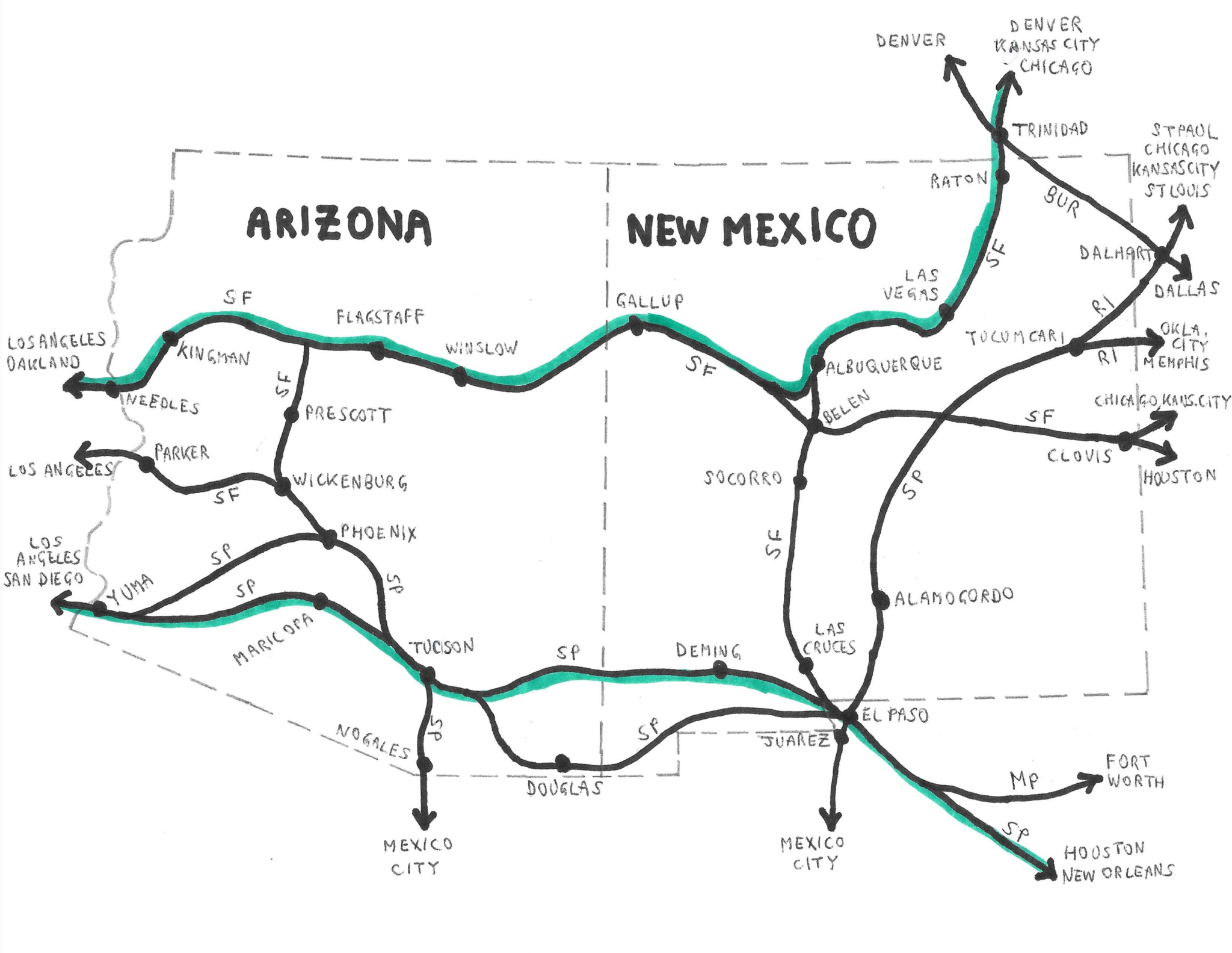 Arizona - Travel By Rail 1950