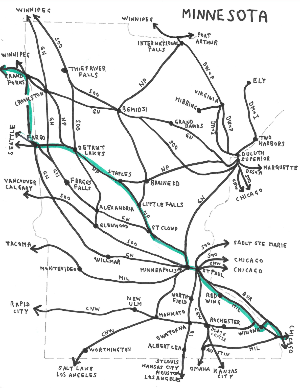 Minnesota - Travel By Rail 1950