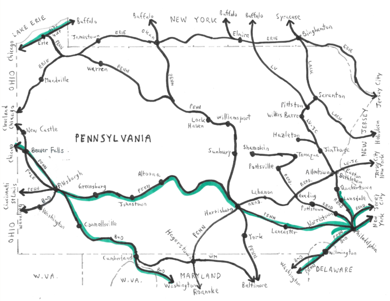 Pennsylvania Travel By Rail 1950   Pennsylvania 768x593 